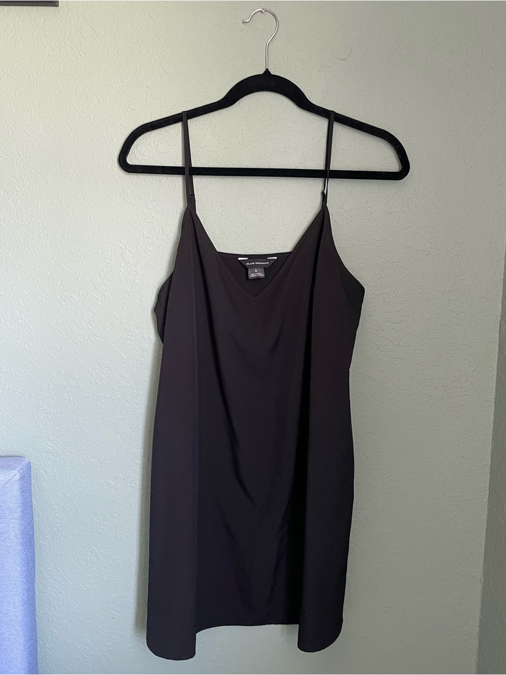 Club Monaco Minimalist 90s Spaghetti Strap Slip Mini Dress Size 8 M Black